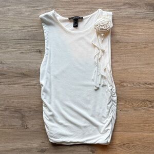 Sleeveless Blouse with Rosette Accent